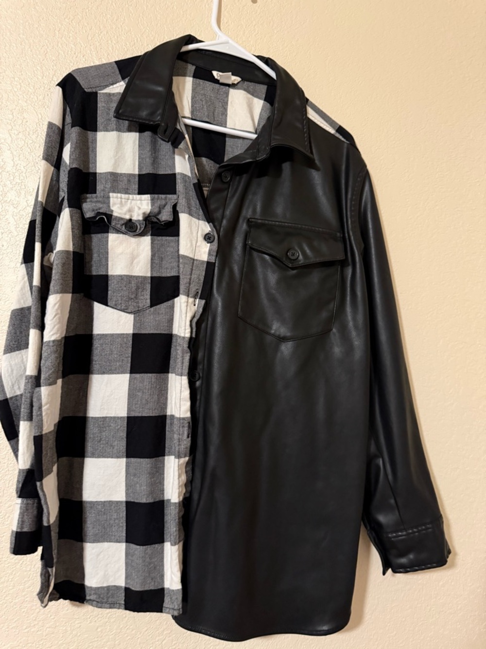 Women's Long Sleeve Shirt by Cato, Large, Black White Plaid, Cotton & Polyester